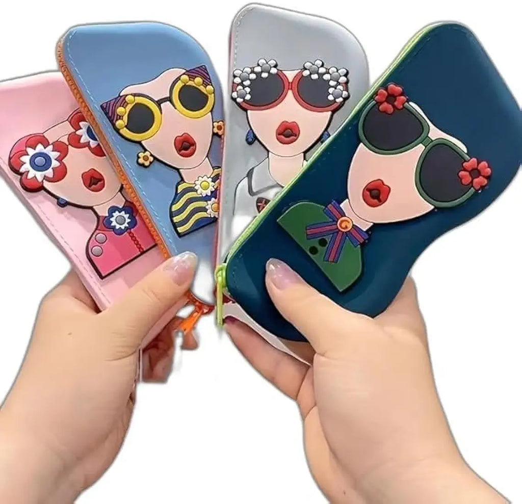 DMS Retail Silicone Sunglass Case with Zipper & Wrist Strap – Soft Protective Glasses Holder for Women, Men & Kids | Shockproof, Waterproof Eyeglass Pouch with Cleaning Cloth