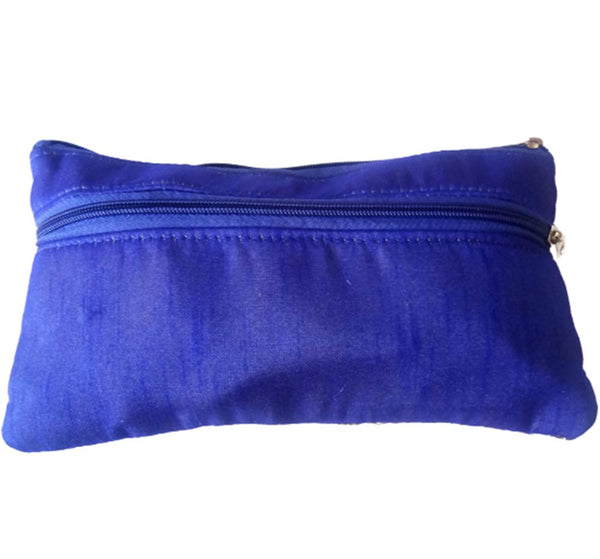 DMS RETAIL Rajasthani Silk Clutch Purse Return Gift Favour For Women (Blue)