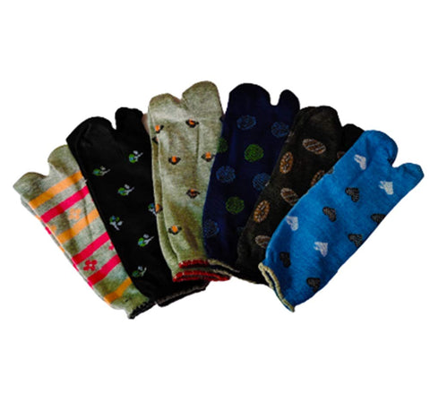 DMS RETAIL Ankle Length Cotton Colourful Printed Thumb Socks For Women/Girls-Combo Free Size (2)