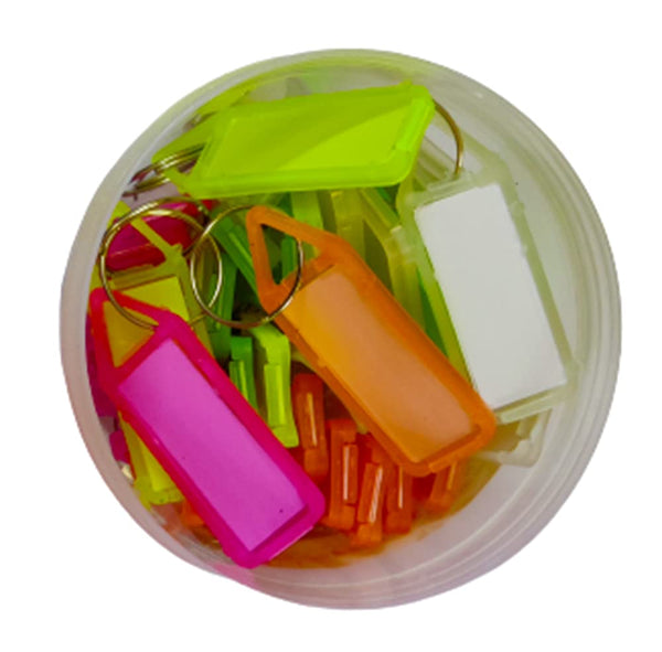DMS RETAIL Multicolor Assorted Tag Label Multipurpose Writeable Name Key Tags Keychains Assorted Key Tag Label Multipurpose Keychain Keyring & with Name Labels (5)