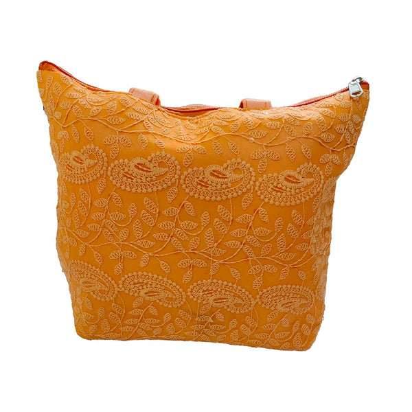 DMS RETAIL Lucknowi Traditional Purse For Women|Ladoes Purse With Handle |Embroidered Purse (Orange)