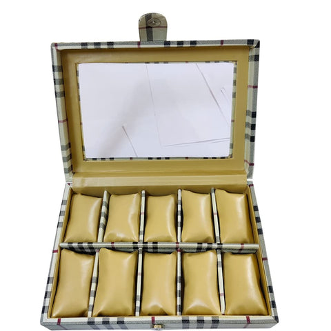 DMS RETAIL Watch Case Box Organizer Watches with Transparent Glass Look|Watch Storage Box|Watch Bracelet Holder Faux Leather 10 Slots