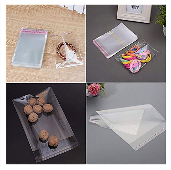 DMS RETAIL Plastic polythene Clear Transparent bags small size Self Adhesive BOPP Resealable Plastic pouch Bags for jwellery packaging 3X4 Inches Pack Of (50)