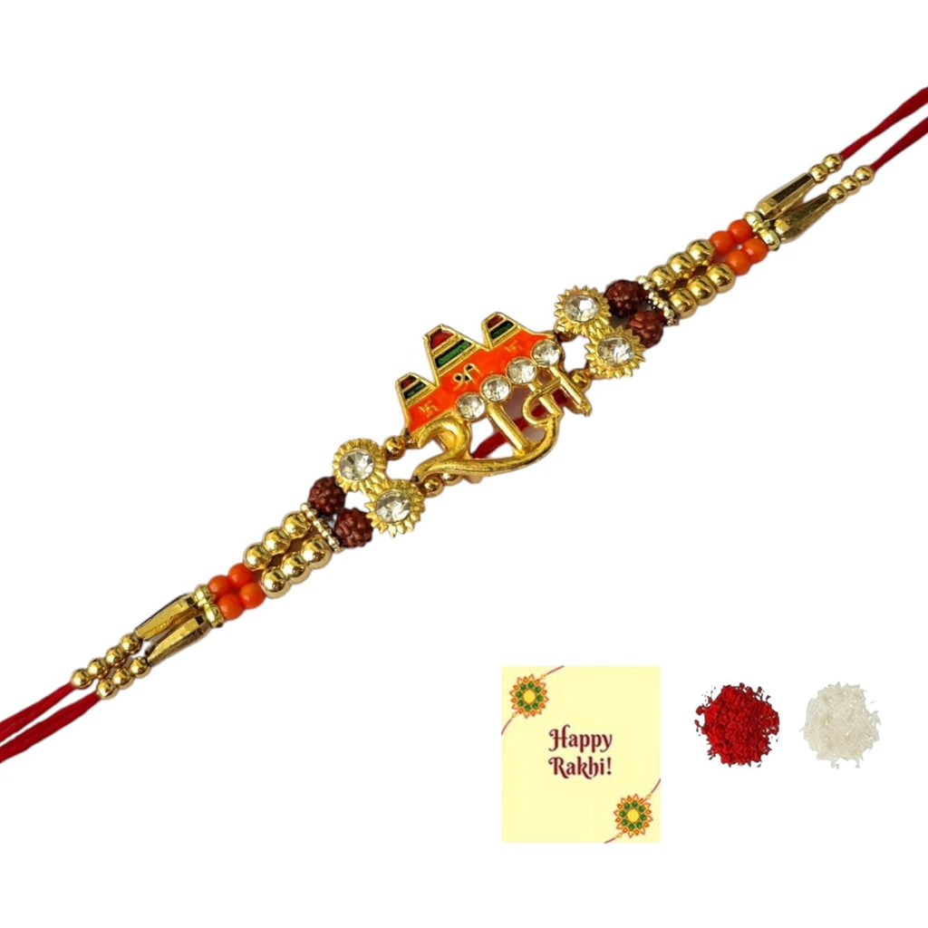 DMS RETAIL Rakhi for Brother - Rakhi With Shri Ram Tilak Material and Greeting Card Set Of 1