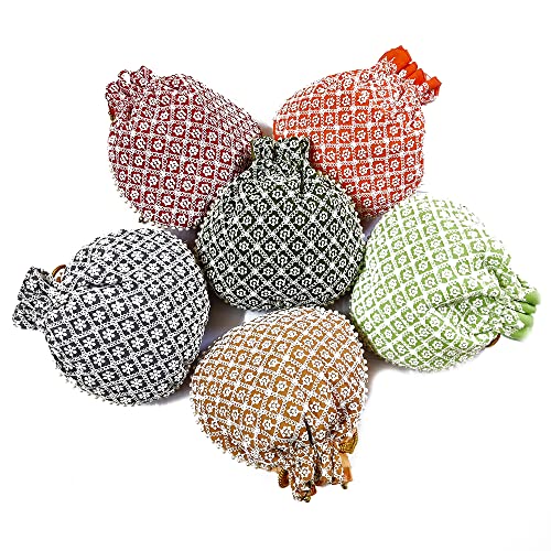 DMS RETAIL Lucknowi Embroidered Potli Bags| Potli Bags for Ladies for Wedding with Pearl Drawstring Pack of 6 Multi