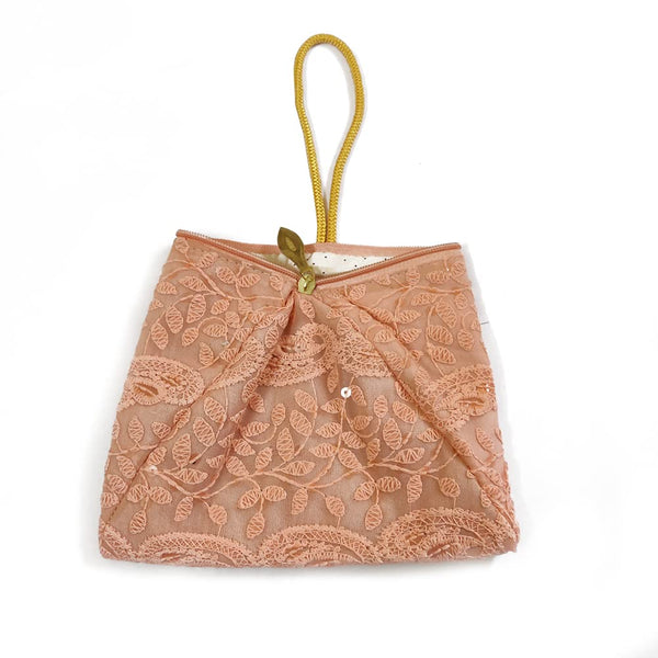 DMS RETAIL Lucknowi Embroidered Potli Bags in Samosa Shape Potli Pouches, Return Gifts for Women, Shagun Potli Purse for Gifting, Potli Bags for Ladies (Peach)