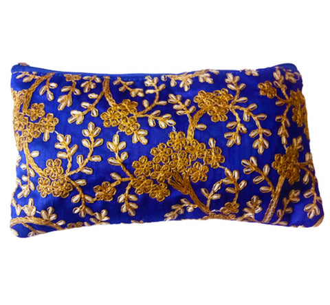 DMS RETAIL Rajasthani Silk Clutch Purse Return Gift Favour For Women (Blue)