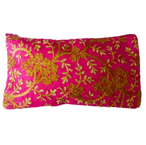 DMS RETAIL Rajasthani Silk Clutch Purse Return Gift Favour For Women (Magenta)