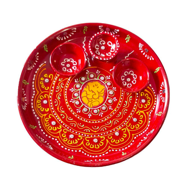 DMS RETAIL Combo Set of 2 Swastik Rakhi with Golden Pooja thali and Roli for Bro/Brother/Bhaiya/Bhai/Rakshabandhan Traditonal Rakhi Thali Combo (SWASTIKRAKHI-3HOLDERTHALI)