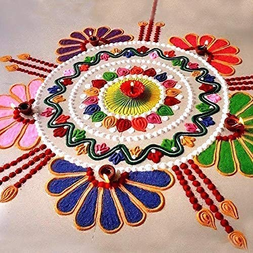 DMS RETAIL Rangoli Colours 150 Grams - rang Powder for Diwali Decoration, Festival Decor, Rangoli on Floor, Pooja thali Floor Decoration Muggu (Orange)