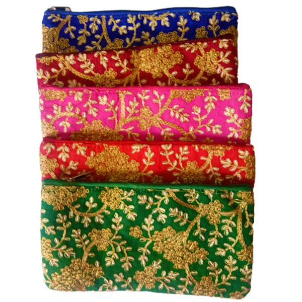 DMS RETAIL Embroidered Daily Use Clutch Purse For Women Return Gift Favour For Women (Pack Of 7 Bag)