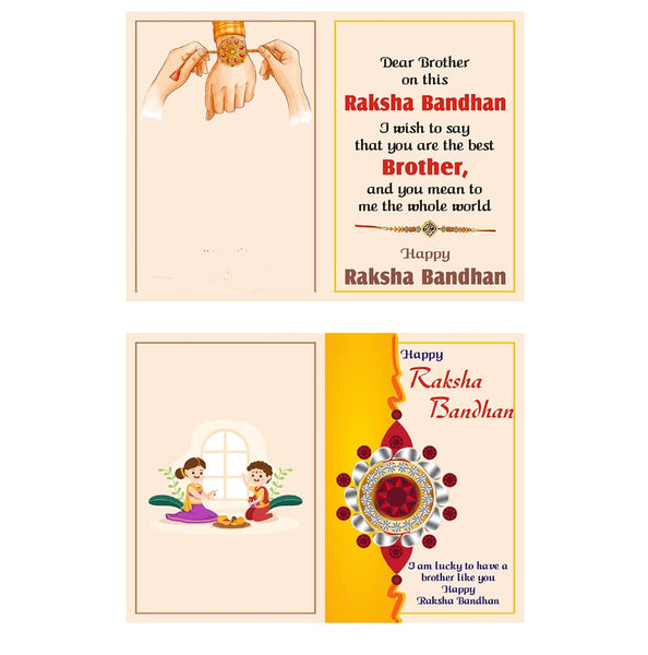 DMS RETAIL "TORTOISE with Blue MOTI Combination Rakhi For Brother with Roli-Chawal & Greeting Card.. (Designer Rakhi for Special Rakshabandhan Festival Set Of 6 Rakhi