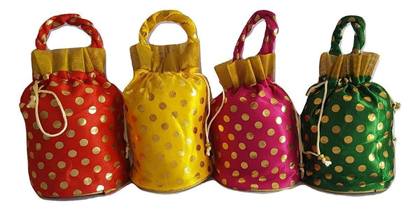 DMS RETAIL Multicolored Gift Bags For Return Gift Bags Shagun Gift Potli Bags Return Gifts (Pack Of 6)