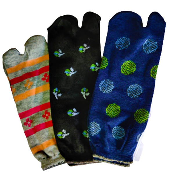 DMS RETAIL Ankle Length Cotton Colourful Printed Thumb Socks For Women/Girls-Combo Free Size (2)