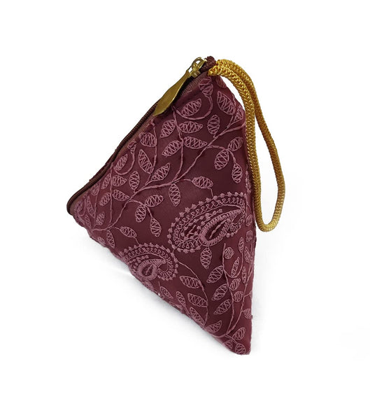 DMS RETAIL Lucknowi Chikankari Embroidered Potli Bags in Samosa Shape Potli Bags for Ladies (Magenta)