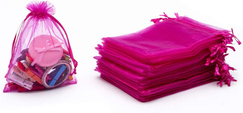 DMS RETAIL Shagun Potli Bags Organza Potli Pouch Sheer Pouches Candy Chocolate Pouches Drawstring Pouches 8X10 CMS 50 Pcs (MAGENTA)