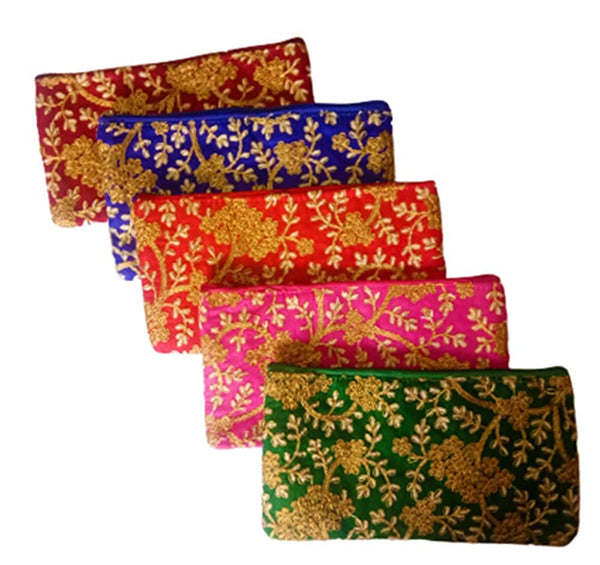 DMS RETAIL Embroidered Daily Use Clutch Purse For Women Return Gift Favour For Women (Pack Of 7 Bag)
