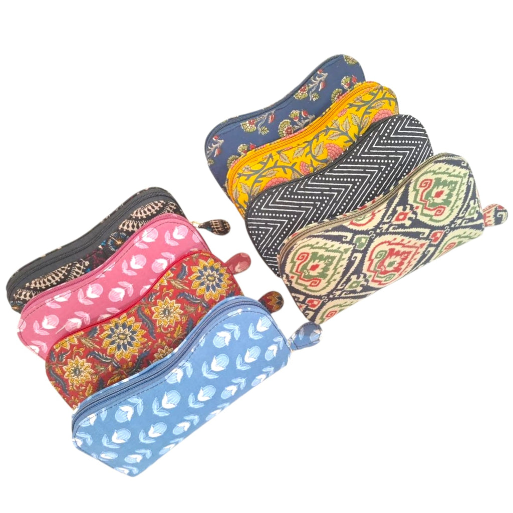 DMS RETAIL Kalamkari Floral Fabric Sunglass Case for Men & Women | Soft Padded Eyeglass Cover | Lightweight Spectacle Pouch for Daily Use & Travel | Pack Of 1(Any Assorted print will come)