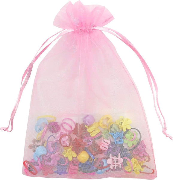 DMS RETAIL Shagun Potli Bags Organza Potli Pouch Sheer Pouches Candy Chocolate Pouches Drawstring Pouches 16X23 CMS Pack Of 15 (PINK)