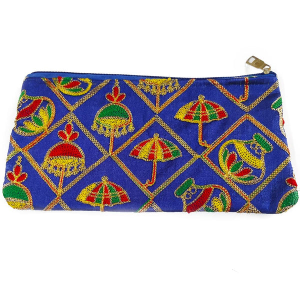 DMS RETAIL Traditional Umbrella Embroidery Purse for Women,Shagun Pouch,Return Gift For Wedding Mehndi Haldi Wedding Engagement Pooja Party Favor Bags Pack Of (3)