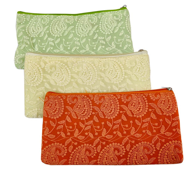 DMS RETAIL Embroidered Chikankari Lucknowi Clutch Purse For Women Return Gift Favour Shagun Purse For Ladies Pack Of (6)