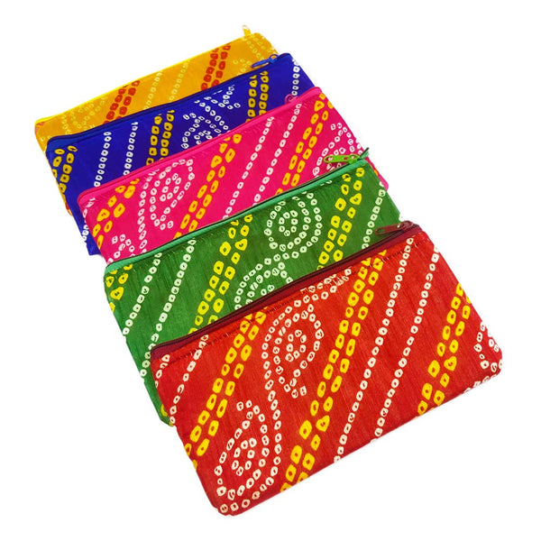 DMS RETAIL Traditional Bandhni Printed Purse for Women,Pouches For Return Favour,Clutch Purse For Wome Pack of (6)