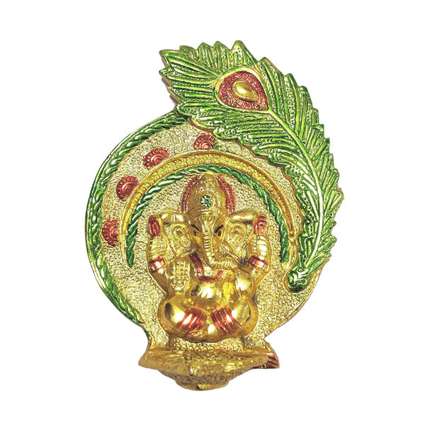 DMS RETAIL Oxodyse Metal Ganesh Raman Diya for Wedding for Temple Or for Pooja