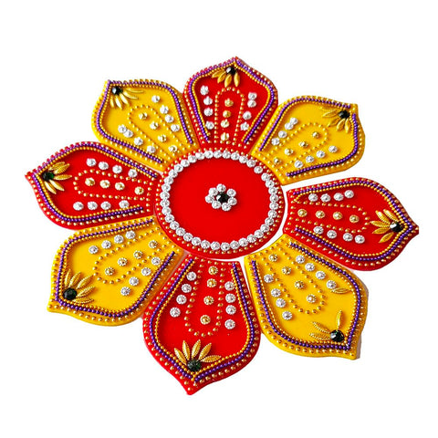 DMS RETAIL Multicolor Handcrafted Acrylic Rangoli Set for Floor Decoration Table Decorations- Diwali Decoration Items for Home Reusable Rangoli- 9 PCS 9 Inches