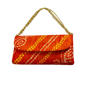 DMS RETAIL Jaipuri Bandhej Bandhnu Purse Women handbag Shagun Pouch Return Gifts|Return Gift Purse For Women (Orange)