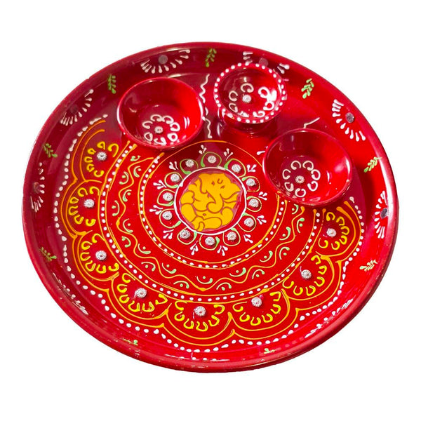 DMS RETAIL Combo Set of 2 Swastik Rakhi with Golden Pooja thali and Roli for Bro/Brother/Bhaiya/Bhai/Rakshabandhan Traditonal Rakhi Thali Combo (SWASTIKRAKHI-3HOLDERTHALI)