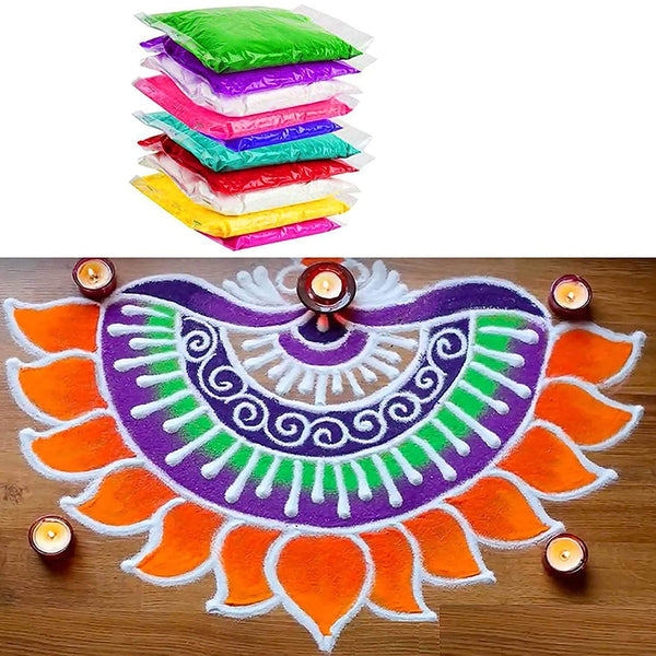 DMS RETAIL Different Color Rangoli Color Powder for Floor Decoration Diwali Decoration Items Ceramic Colours Rangoli Color Powder Rang for Navratri Pongal Pooja Mandir (100)
