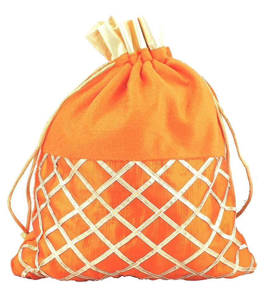 DMS RETAIL Return Gift Bags/Wedding Party Favor/Jewellery Pouch/Shagun Gift Pouch/Velvet Shimmer Potli Bag/Shagun Pouch/Ethnic Bag/Return Gift Potli Bags Pack of 8 (Small)