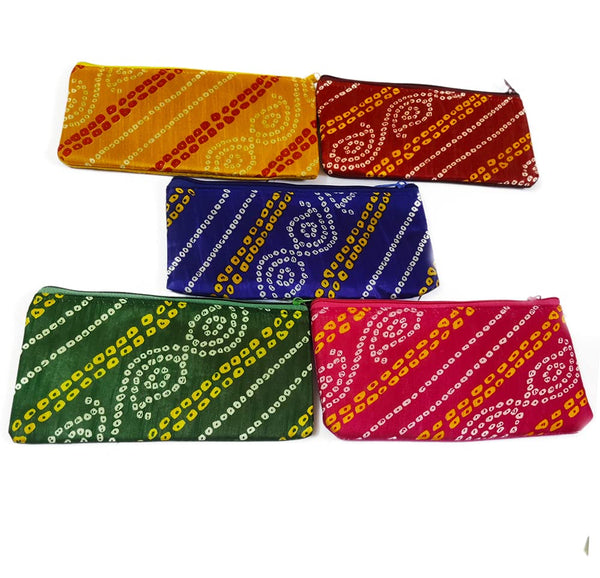 DMS RETAIL Traditional Bandhni Printed Purse for Women,Pouches For Return Favour,Clutch Purse For Wome Pack of (6)