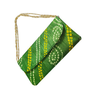 DMS RETAIL Jaipuri Bandhej Bandhnu Purse Women handbag Shagun Pouch Return Gifts|Return Gift Purse For Women (Green)