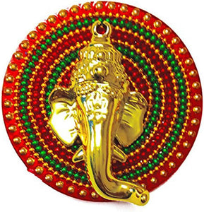 Acrylic Handcrafted Stone Studded Ganesh Sticker (Multicolor) dmsretail