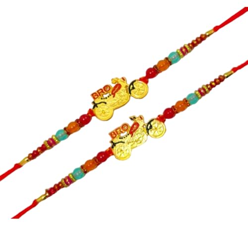 DMS RETAIL Bike Bro Bracelet Rakhi For Brother | | rakhi || rakhi set || rakhi for brother Festival Rakshabandhan Set Of 6 dmsretail