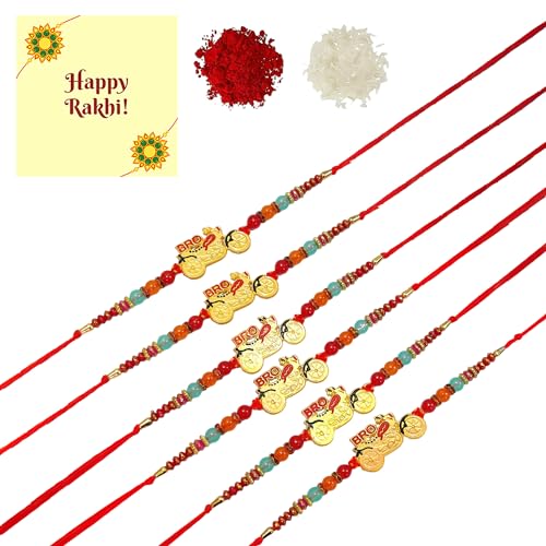 DMS RETAIL Bike Bro Bracelet Rakhi For Brother | | rakhi || rakhi set || rakhi for brother Festival Rakshabandhan Set Of 6 dmsretail