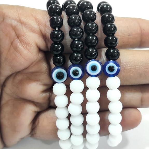DMS RETAIL Black And White HANDMADE EVIL EYE NAZAR BRACELET