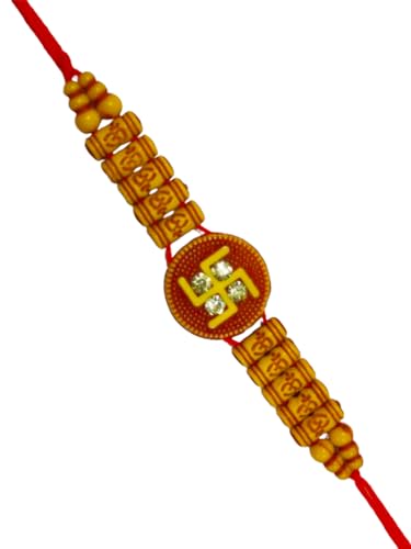 DMS RETAIL Bracelet Rakhi For Brother With Roli Chawal And Greetings Card For Men Dora Rakhi For Rakshabandhan Swastik Rakhi dmsretail