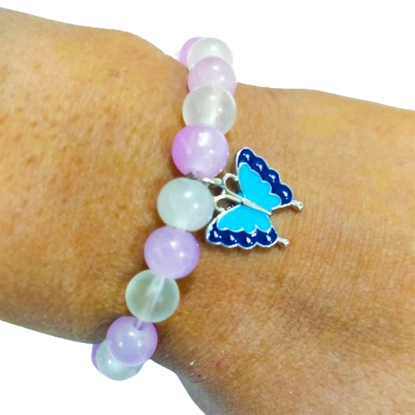 DMS RETAIL Butterfly Bracelet For Girls Crystal Bracelet for jewellery for girls Women Colorful Bracelet for Girls Free Size Set Of 2 dmsretail