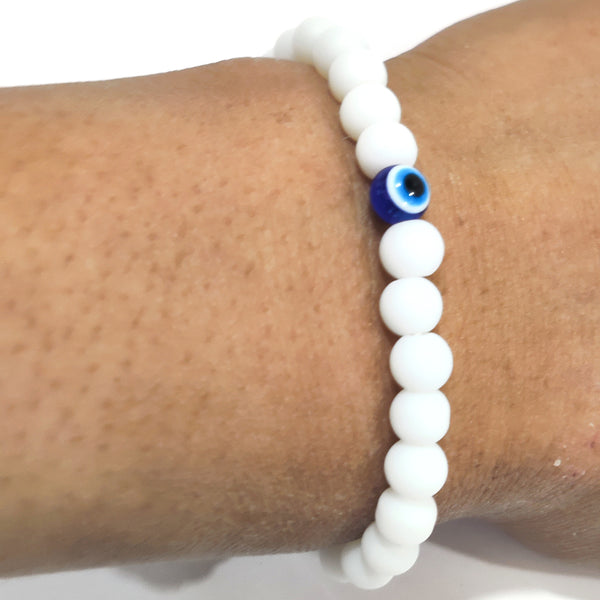 DMS RETAIL Girls & Boys Pure White Evil Eye Hand Bracelet for Luck Bringing and Protection Friendship Bracelet Nazarbattu Pack Of 12 dmsretail