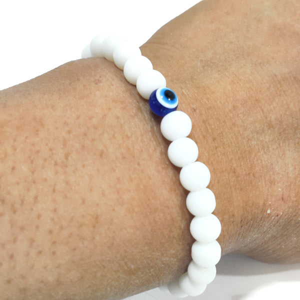 DMS RETAIL Girls & Boys Pure White Evil Eye Hand Bracelet for Luck Bringing and Protection Friendship Bracelet Nazarbattu Pack Of dmsretail