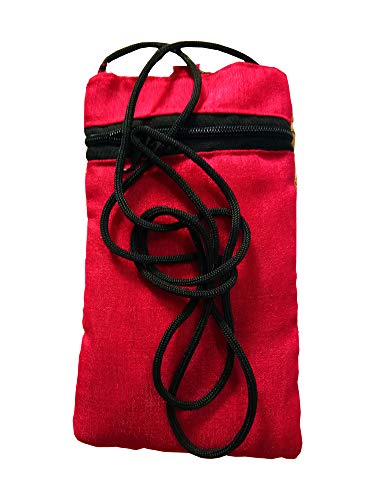 DMS RETAIL Golden Ethnic Embroidered Mobile Pouch for Women with Waist Clip and Belt dmsretail