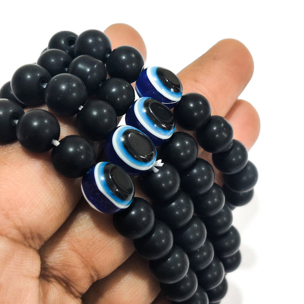 DMS RETAIL Handmade Nazariya Evil Eye Charms Bracelet Stretchable Adjustable| Nazar Battu | for Women, Men Evil Eye Nazar Dhaga Bracelet Friendship Bans Rakhi Bands For Men And Women Set Of 4 dmsretail