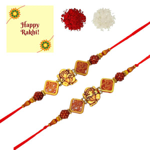 DMS RETAIL Rakhi Combo Of 2 Rakhi For Brother and Bhabhi Set/Ganesh ji rakhi/Bracelet Rakhi/Bhabhi Rakhi with Greeting Card dmsretail