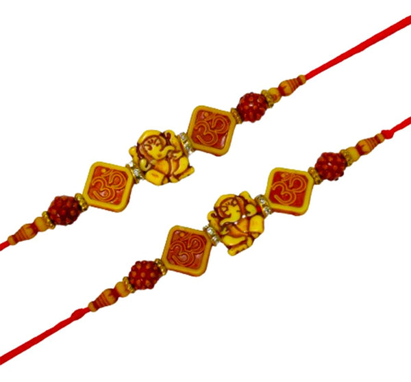 DMS RETAIL Rakhi Combo Of 2 Rakhi For Brother and Bhabhi Set/Ganesh ji rakhi/Bracelet Rakhi/Bhabhi Rakhi with Greeting Card dmsretail