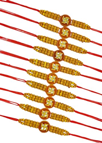 DMS RETAIL Rakhi For Brother Bhai Combo Set 10 - Rakhi For Brother and Bhabhi - Rakhi For Brother Kids - Rakshabandhan Gift Card/Om Rakhi/Rakhi Gifts, dmsretail