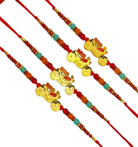 DMS RETAIL Set Of 4 Bike Motorcycle Rakhi For Brother | Rakhi Combo | rakhi || rakhi set || rakhi for brother || rakhi combo || bhaiya bhabhi rakhi || rakhi gifts dmsretail