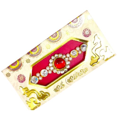 DMS RETAIL Set Of 5 Thread Rakhi for Brother Beautiful Raksha Bandhan Rakhi with Roli Chawal Greeting Card dmsretail