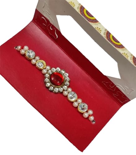 DMS RETAIL Set Of 5 Thread Rakhi for Brother Beautiful Raksha Bandhan Rakhi with Roli Chawal Greeting Card dmsretail